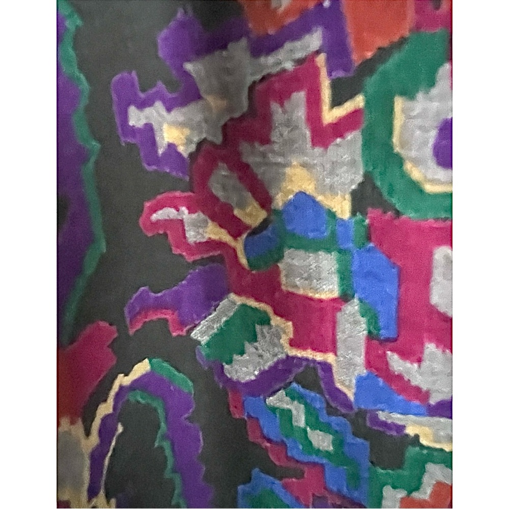 Vintage 90s Abstract Art Maxi Skirt – Custom Made, Multicoloured-gathered A-line - Picture 8 of 16
